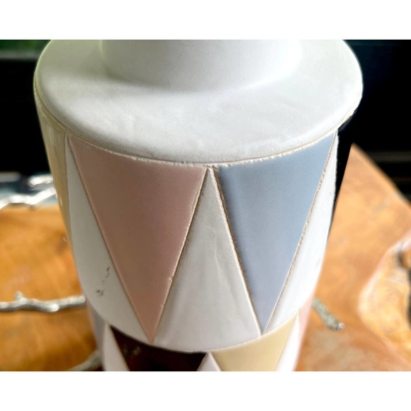 Harlequin Pattern Tall Vase with Matte Pastels and Black - Picture 7 of 10